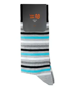 جوراب مردانه ساقدار نخ کتان طوسی راه راه جوپا Joopa