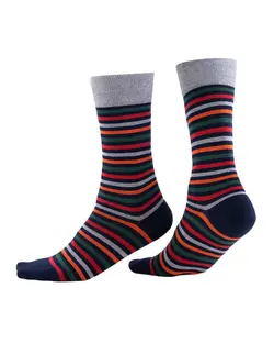 جوراب مردانه ساقدار نخ کتان سرمه ای راه راه جوپا Joopa