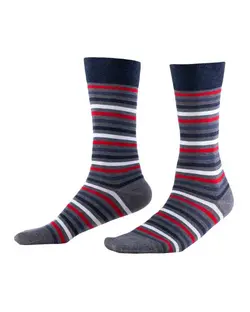 جوراب مردانه ساقدار نخ کتان طوسی راه راه جوپا Joopa