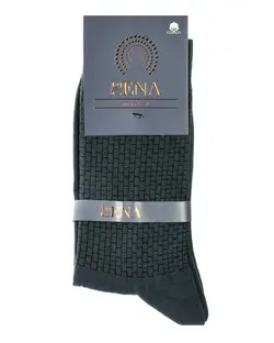 جوراب مردانه ساقدار نخی طرح آجری آبی تیره لنا Lena