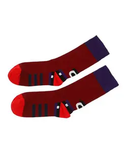 جوراب مردانه ساق بلند نخی نانو زرشکی Sun