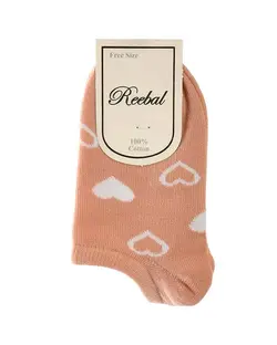 جوراب دخترانه مچی نخی طرح قلب صورتی چرک ریبال Reebal