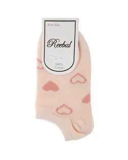 جوراب دخترانه مچی نخی طرح قلب گلبهی ریبال Reebal