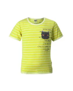 تی شرت دخترانه نخی سبز فسفری راه راه