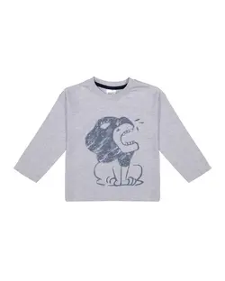 تی شرت پسرانه نخی آستین بلند طوسی جی بی جو Jibijo مدل 3025