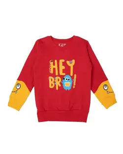 تی شرت پسرانه نخی آستین بلند قرمز سون پون Seven Poon کد B734