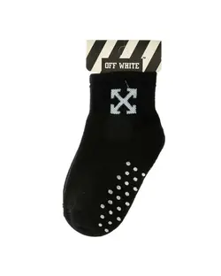 جوراب بچگانه نخی استوک دار طرح OFF WHITE مشکی دومینو Domino
