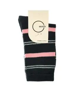 جوراب بچگانه ساقدار طرح راه راه زغالی مرسین Mersin