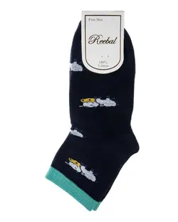 جوراب بچگانه نیم ساق نخی طرح گاو سرمه ای ریبال Reebal