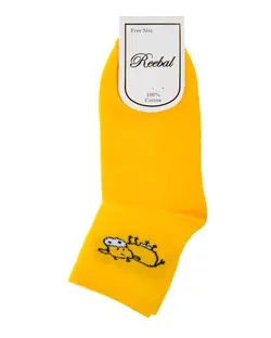 جوراب بچگانه نیم ساق نخی طرح گاو زرد ریبال Reebal