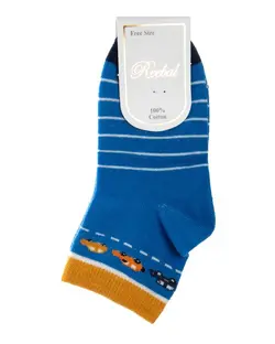 جوراب پسرانه نیم ساق نخی طرح ماشین آبی ریبال Reebal