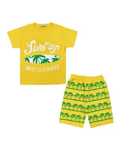 ست تی شرت و شلوارک پسرانه زرد نیروان کد 1978-5