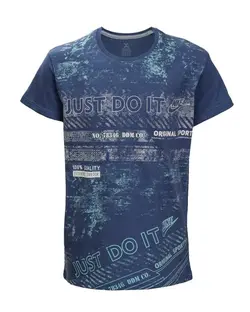 تی شرت پسرانه نخی آبی نفتی هلکا طرح Nike
