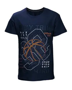 تی شرت پسرانه نخی سرمه ای هلکا طرح بسکتبال