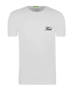 تی شرت مردانه نخی یقه گرد سفید فرد