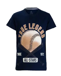 تی شرت پسرانه نخی سرمه ای هلکا طرح بیسبال