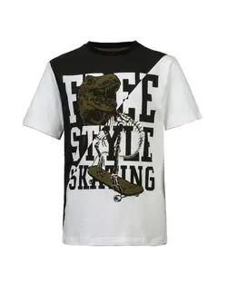 تی شرت پسرانه نخی یقه گرد سفید فری استایل