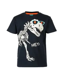 تی شرت پسرانه نخی یقه گرد سرمه ای لیتل کیدز