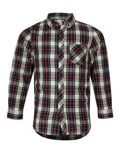 پیراهن پسرانه نخی سرمه ای چهارخانه زیپی