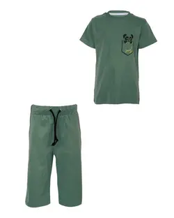 ست تی شرت و شلوارک پسرانه نخی سبز فیروزه ای A TO Z
