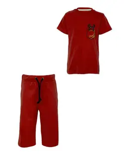 ست تی شرت و شلوارک پسرانه نخی قرمز A TO Z