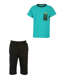 ست تی شرت و شلوارک پسرانه نخی آبی A TO Z