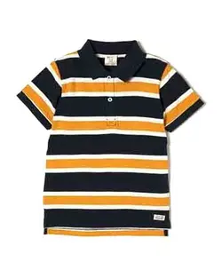 پولوشرت پسرانه جودون سرمه‌ای خردلی راه راه زیپی