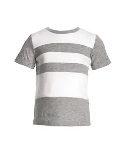 تی شرت پسرانه یقه گرد نخی طوسی سفید آنکو