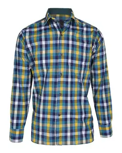 پیراهن پسرانه سبز زرد چهارخانه تیدا