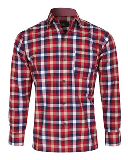 پیراهن پسرانه قرمز سرمه‌ای چهارخانه تیدا