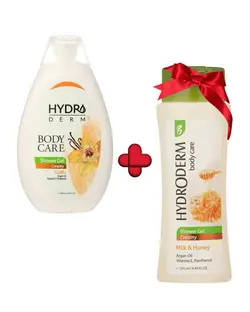 شامپو بدن کرمی با رایحه وانیل با هدیه شامپو بدن کرمی با رایحه شیر و عسل هیدرودرم Hydroderm