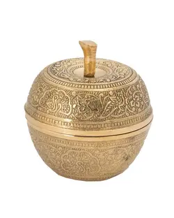 قندان برنجی قلم کاری آدرینا طلایی طرح سیب