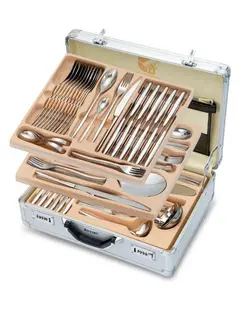 سرویس قاشق و چنگال 141 پارچه جی فی نی مدل M-024 نقره ای براق