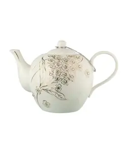 قوری چینی سفید نگین دار آدرینا Adrina