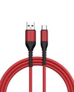 کابل شارژ و دیتا لنشن LENTION USB-A سری NON-SLIP مدل ACT-27W قرمز 1 متری