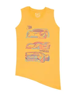 تاپ پسرانه نخی یقه گرد خردلی سون پون Seven Poon طرح ماشین کد B711