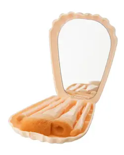 ست براش آرایشی مینی طرح صدف سورا Sora بسته 5 عددی گلبهی روشن