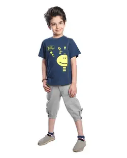 ست تی شرت و شلوارک پسرانه آبی نفتی برشاد Bershad مدل P401