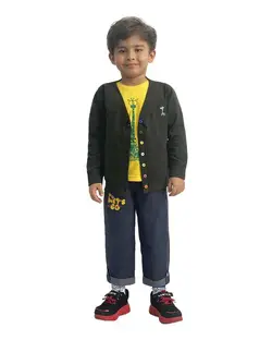 ست سه تکه لباس پسرانه سرمه ای زرد برشاد Bershad طرح زرافه مدل P405