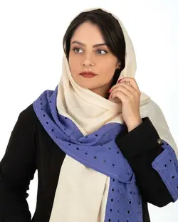 شال نخی خامه دوزی کرم بنفش میس اسمارت Miss Smart