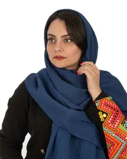 شال زنانه هندی آینه کاری سرمه ای پرومیس Promiss