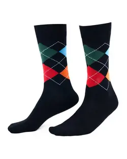 جوراب مردانه ساقدار نخ کتان طرح اسکاچ مشکی جوپا Joopa