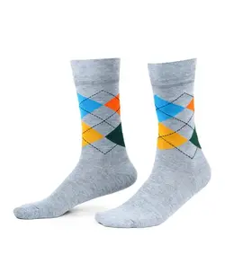 جوراب مردانه ساقدار نخ کتان طرح اسکاچ طوسی جوپا Joopa