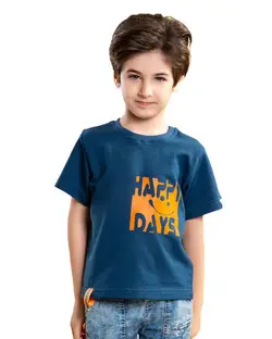 تی شرت پسرانه یقه گرد آبی نفتی برشاد Bershad مدل S101