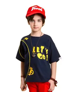 تی شرت پسرانه یقه گرد سرمه ای برشاد Bershad مدل S104