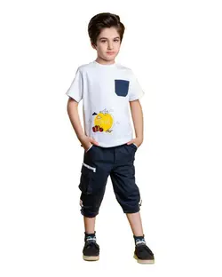 ست تی شرت و شلوارک پسرانه سفید برشاد Bershad مدل P402