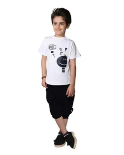 ست تی شرت و شلوارک پسرانه سفید برشاد Bershad مدل P401