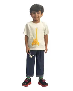 ست سه تکه لباس پسرانه نارنجی سفید برشاد Bershad طرح زرافه مدل P405