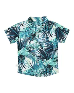 پیراهن بچگانه نخی آستین کوتاه بامشی سفید نیروان Nirvan مدل هاوایی کد 8