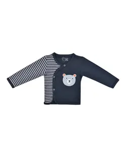 بلوز پسرانه نوزادی نخی سرمه ای طوسی اسپیکو مدل خرس